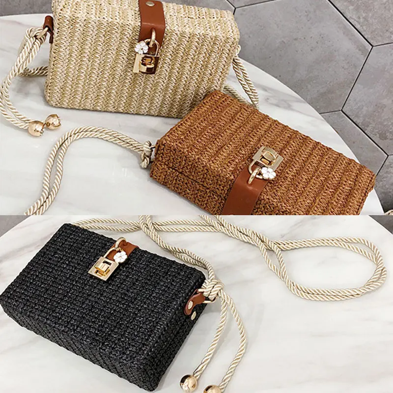 Женская Соломенная Сумка разных стилей маленькая плетеная пляжная клатч дамские