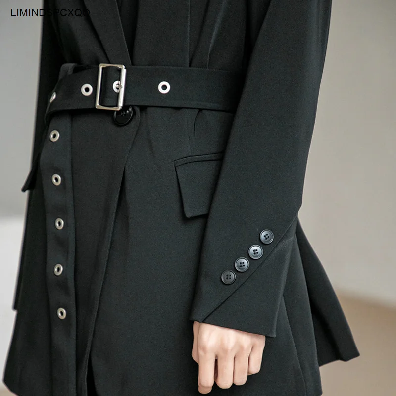 Женские блейзеры черные элегантные модные повседневные однотонные свободные