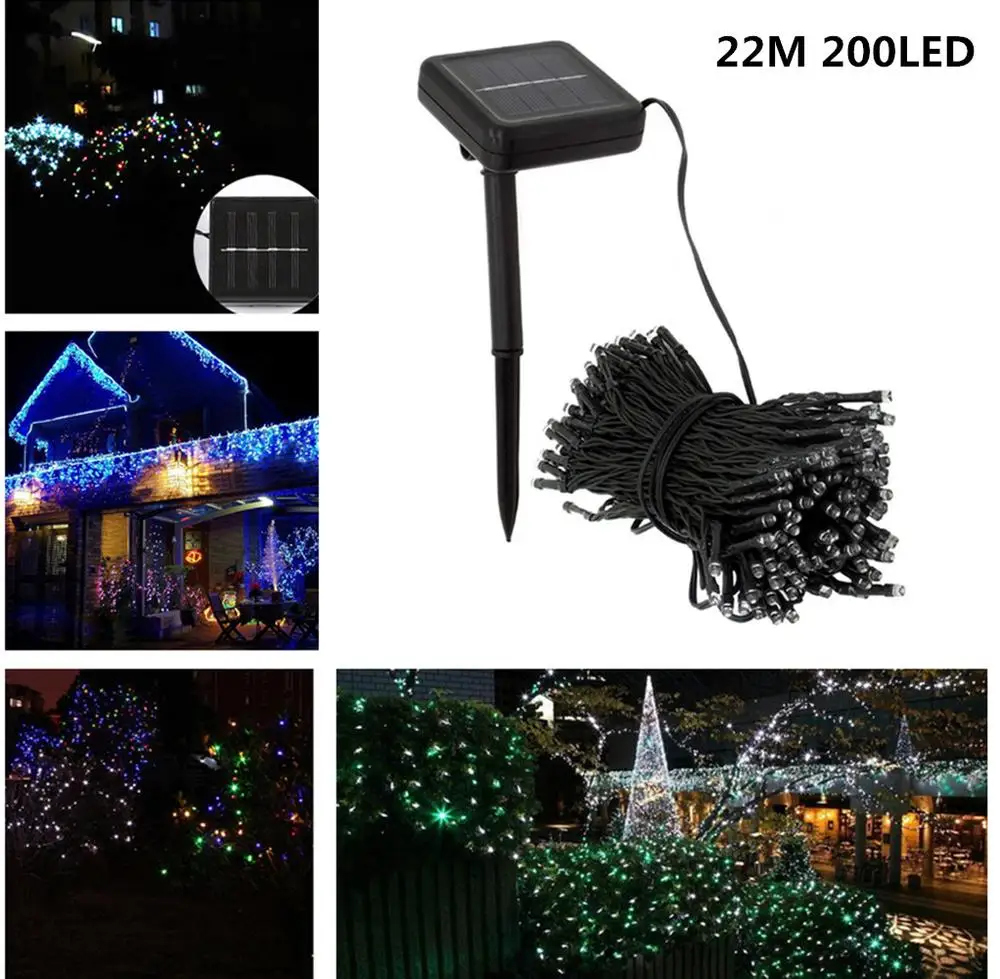 

22M 200LEDs String Light with Solar Strip Night Light Lamp Fairy Lights for Outdoor Christmas Trees Wedding Garden