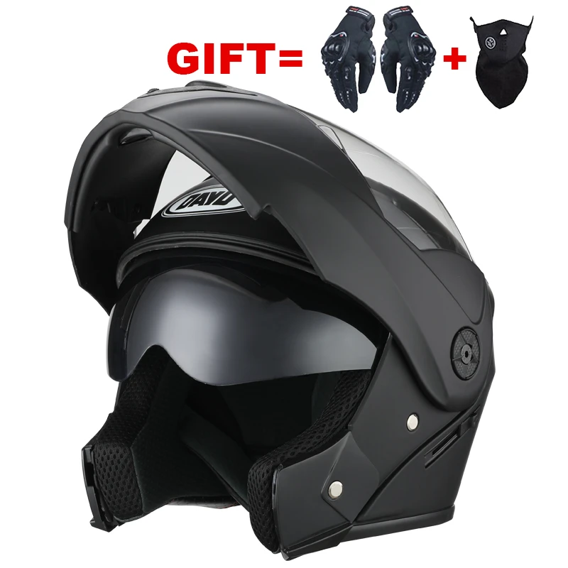 

DOT Flip up Motorcycle Helmet Racing Modular Dual Lens Full Face motocross Helmets Casco Capacete Casque moto S M L kask cascos