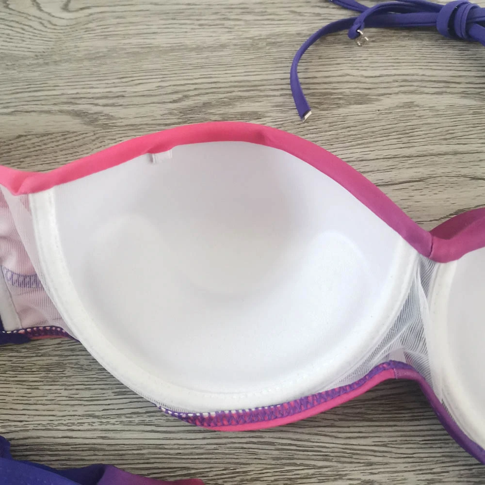 

Push Up Padded Bandeau Bikini Swimsuit Women Sexy Swimwear Bikinis Set Gradient Red Blue Biquini 2020 Girls Beach Bathing Suits