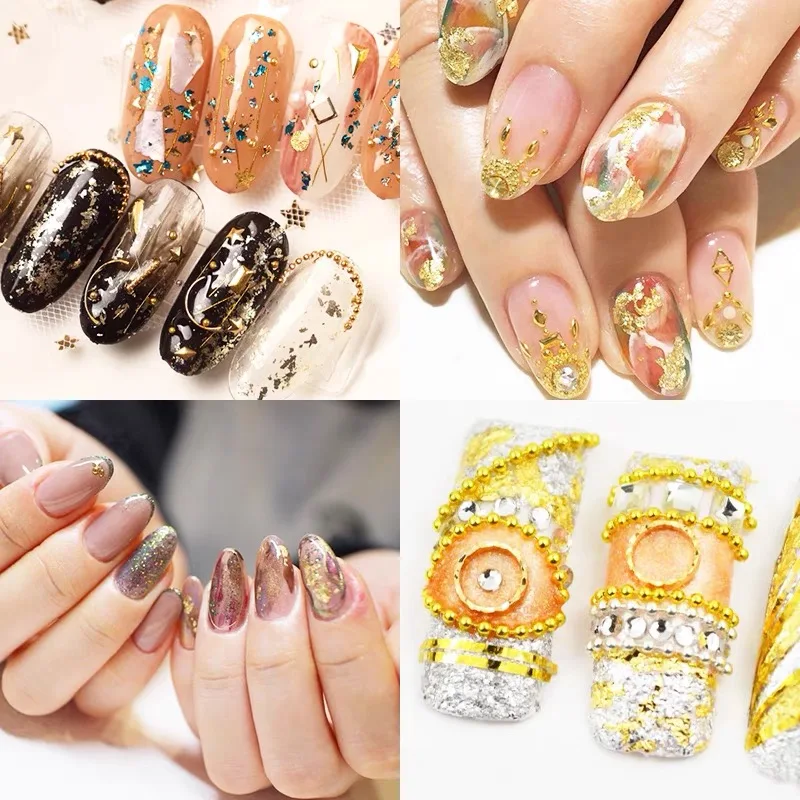 Голубая разноцветная Золотая фольга в виде листьев хлопьев цветные поломанные