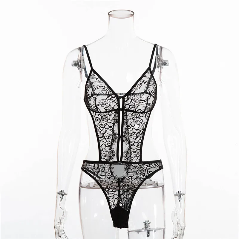 Черно-белое Кружевное боди 2019 Летние Боди для женщин вечевечерние с высоким