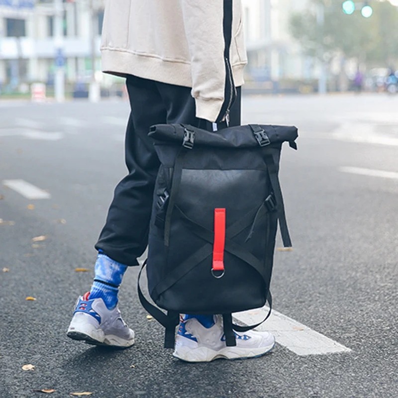 

Leather Webbing Oxford Men's and Women's Tide Large-Capacity Schoolbag Female Korean Style Personality Literary Backpack