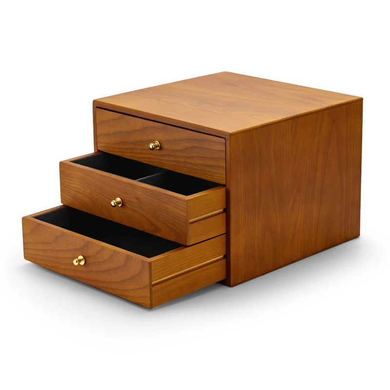 Oirlv Three Layers Wooden Jewelry Organizer Box with Microfiber Necklace Display Case Ring Earrings Bangle Suitcase