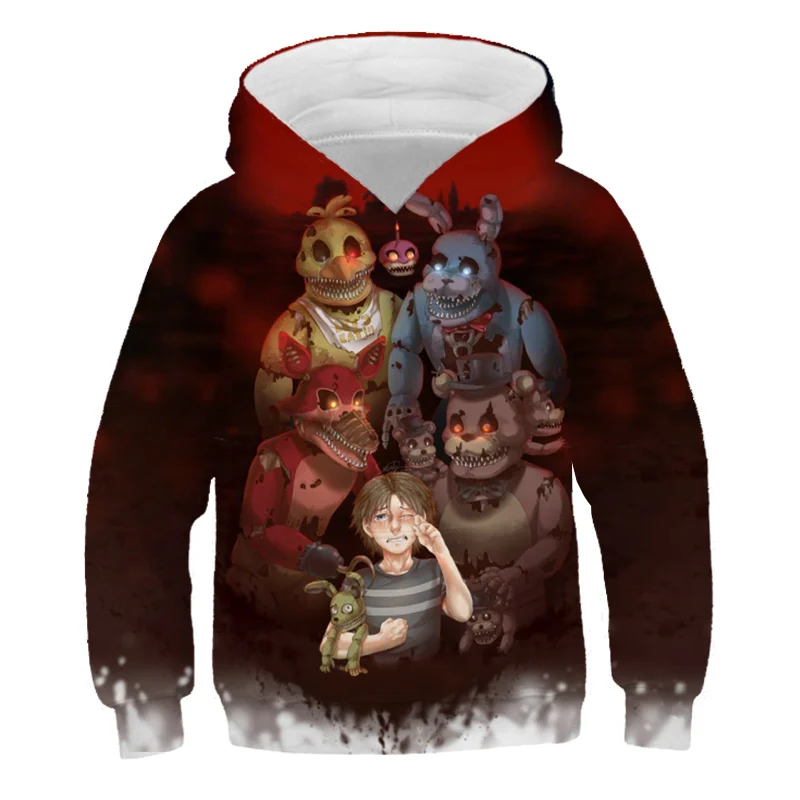 Толстовка с капюшоном Five Nights At Freddys для девочек подростков одежда маленьких