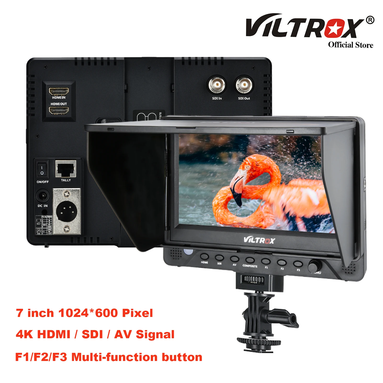 

Viltrox DC-70EX 7 Inch 4K HD Camera Video Monitor Display Field SDI AV Input Output LCD Monitor 1024x600 for Canon Nikon Sony