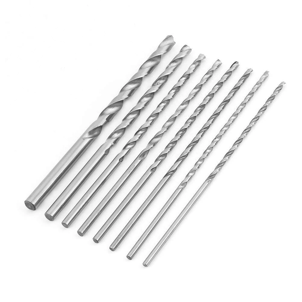 

8pcs HSS Twist Drill 4-10mm Drill Bit Extra Long 200mm Straight Shank Auger Drilling Bit Tool Set Woodworking Tools Drill Bit