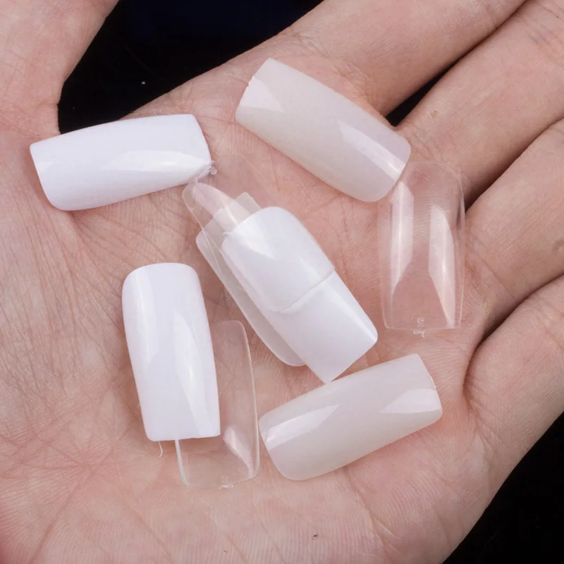 500 шт./упак. длинные квадратные накладные ногти с полным покрытием 10 размеров