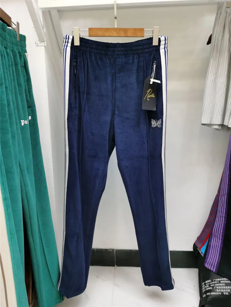 

2021ss брюки для мужчин и женщин 1:1 высококачественные бархатные брюки с вышивкой в виде бабочки