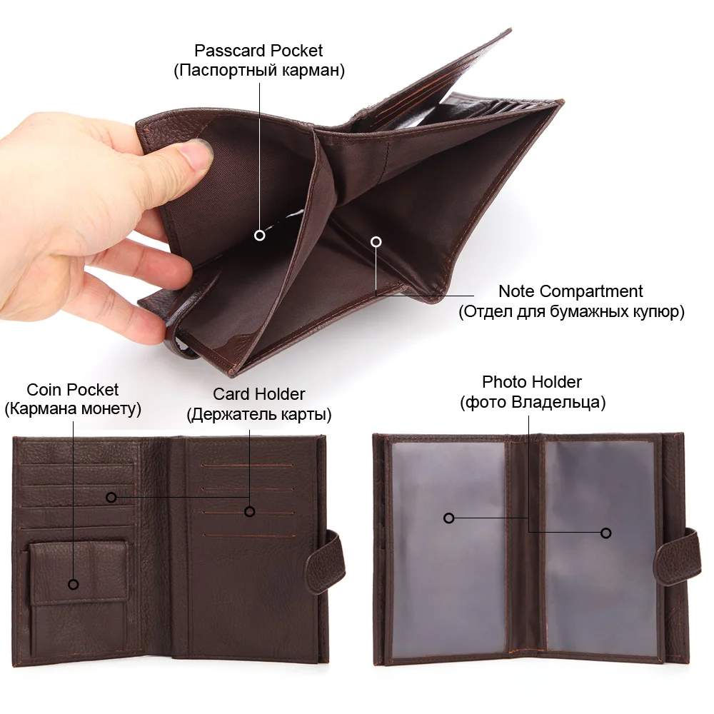 Натуральная кожа Для мужчин кошелек Чехол заграничного паспорта Обложка для