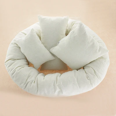 4pcs white Реквизит для фотосъемки новорожденных хлопок коврик ребенок позирует цикл круглой формы подушки Подушка студия реквизит-аксессуары фотосъемка - Цвет: 4pcs white