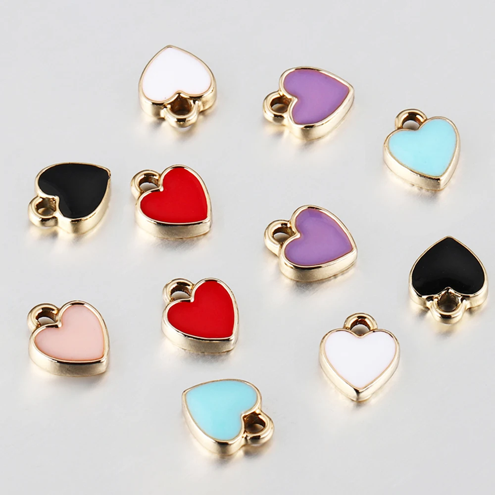 

20pcs 8x10mm Alloy Metal Drop Oil Small Love Heart Charms KC Gold Pendant for DIY Bracelet Necklace Jewelry Making Wholesale