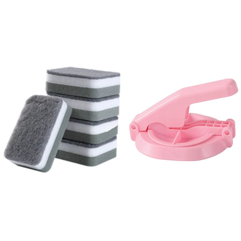 

10 Pcs Nano Dishwasher Sponge Wipe Cleaning Cloth & 1 Pcs Press Machine Kitchen Manual Skin Press Mold