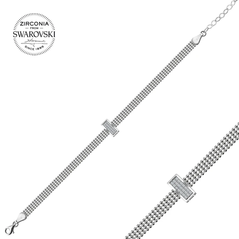 

Silverlina Silver Swarovski Zirconia Rectangle Bracelet