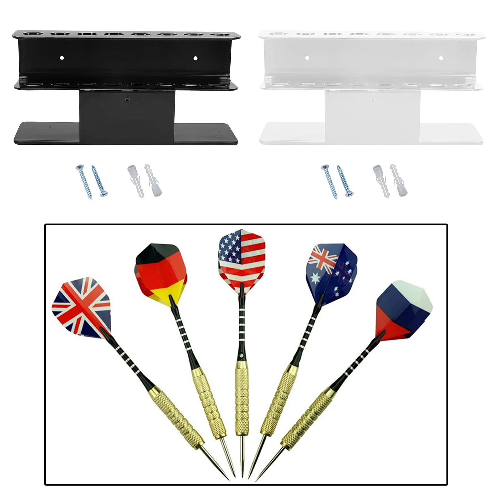 

Dart Holder Bracket Dart Stand Display Organizer Holds 8 Steel/Soft Tip Darts for Home Bar Pub