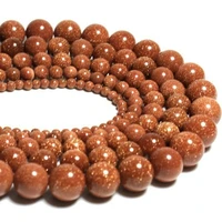 natural jewelry making round loose bead gold sand stonebeads pick size 4 6 8 10mm