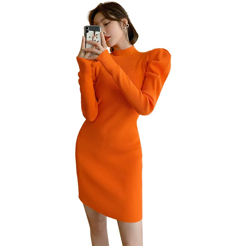 Офисное женское платье-футляр 2020 осенне-зимнее платье французское вязаное