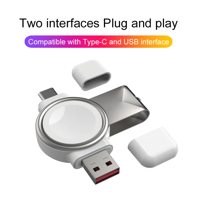 2-in-1 Wireless Magnetic Smart Watch Charger Type-C USB Interface for Apple 1/2/3/4/5/6/7/SE Fast Charging and Portability | Мобильные