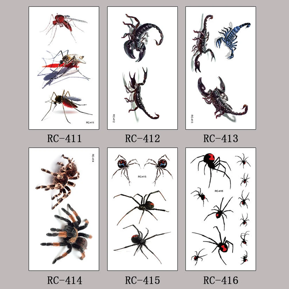 3 шт. 3D тату-паук скорпион | Красота и здоровье