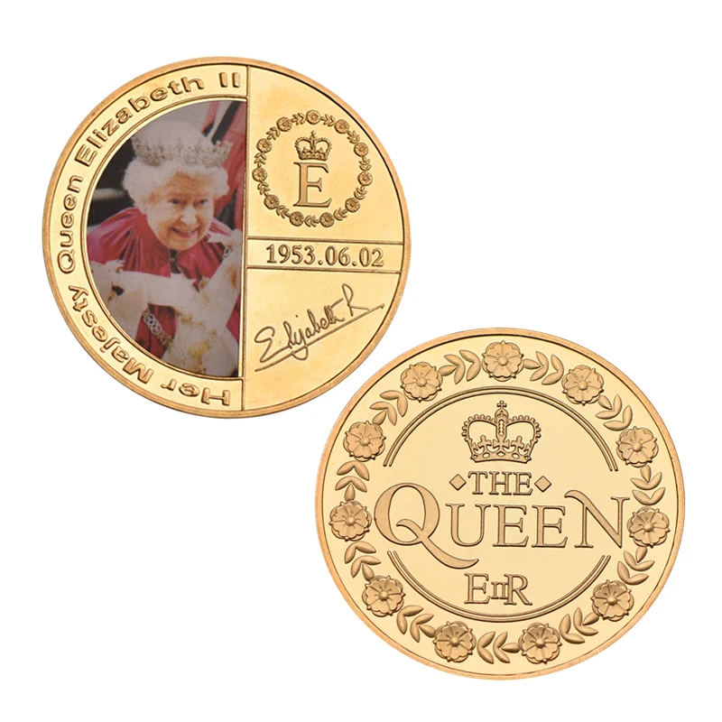 coin 4 WR queen Elizabeth II Золотая сувенирная монета с подарочной коробкой королевская семья памятные монеты коллекционные вещи медаль дропшиппинг - Цвет: coin 4