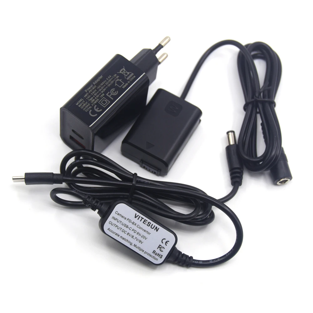 Внешний аккумулятор BC VW1 USB Type C кабель 8 в + NP FW50 поддельный PD зарядное устройство