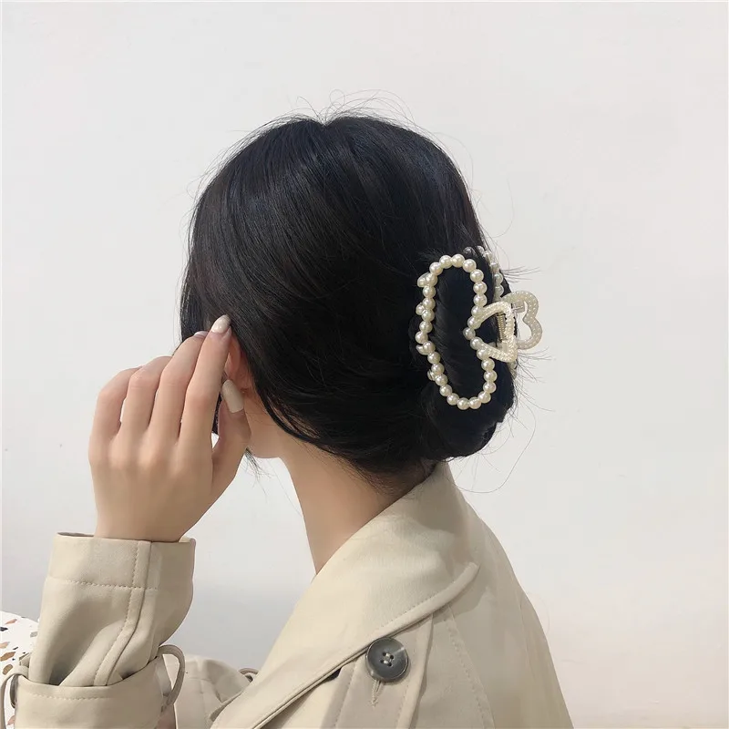 

2021 Summer New Women Pearl Hair Claws Hair Accessories Fashion Jewelry Simple Geometric Hairpins Girls Hairgrip Headwear Adult