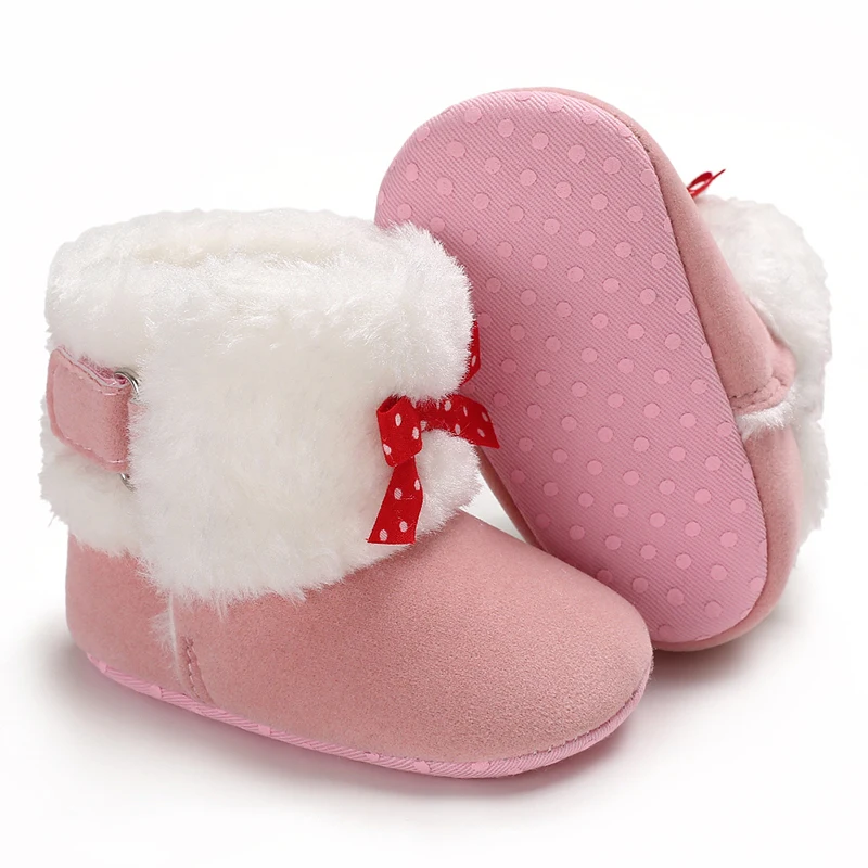 Adorable Infant Toddler Baby Girls Snow Boots Winter Soft Sole Crib Shoes Bowknot Booties Infant Newborn Party Shoes 0-18M