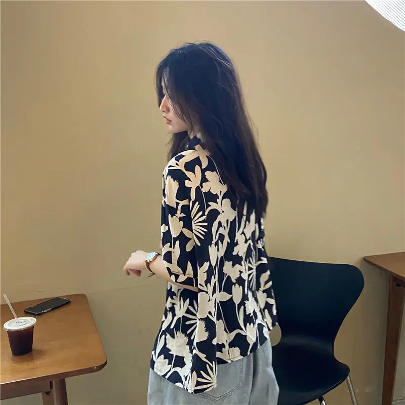 

Vintage Clothing Floral Ladies Clothing Chiffon Blouse Summer Clothes for Women Tops Women 2021 Short Sleeve Hawaiian Shirt