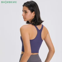 shinbene time to sweat padded plain sport yoga fitness crop top bras women racerback butter soft workout athletic gym bras vest