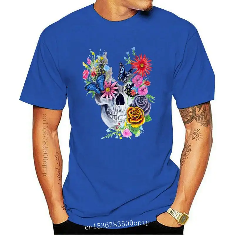 

Новая футболка для женщин с цветочным принтом кавайный череп бабочка Хэллоуин женские футболки с принтом женская футболка Топ Женская граф...