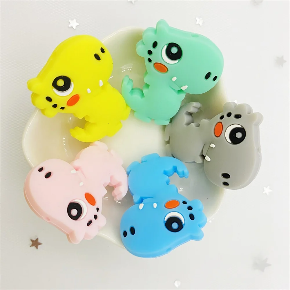 5 шт. Мини милый динозавр силиконовые бусы для младенца у которого режутся зубки