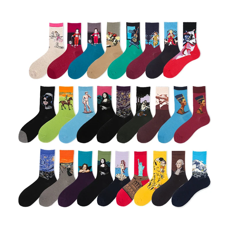 YALOODE 1 пара дропшиппинг мужские женские хлопковые носки звездная ночь искусство