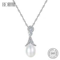 doteffil new 925 silver pearl necklace natural freshwater pearl 9 9 5mm pendant necklace pearl luxury jewelry women gift party