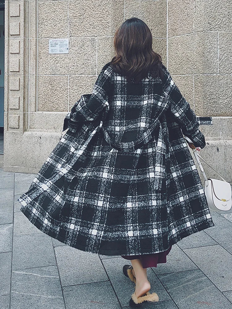 Клетчатое пальто для женщин осень и зима 2019 популярное длинное выше колена