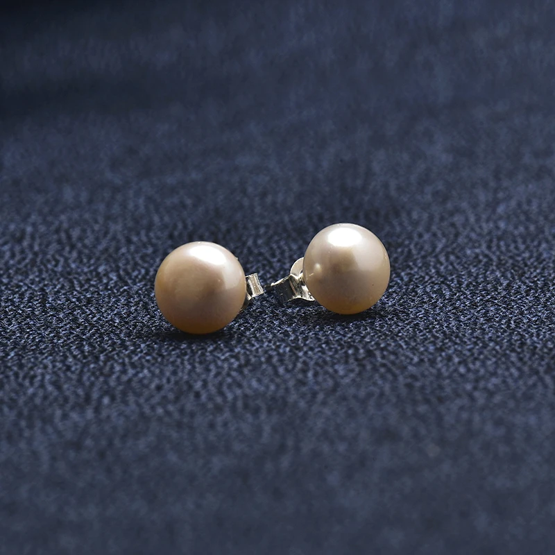 Orange Color Pearls Beads 9-10mm 925 Sterling Silver For Handmade Diy Freshwater Earrings Elegant Women H577 | Украшения и