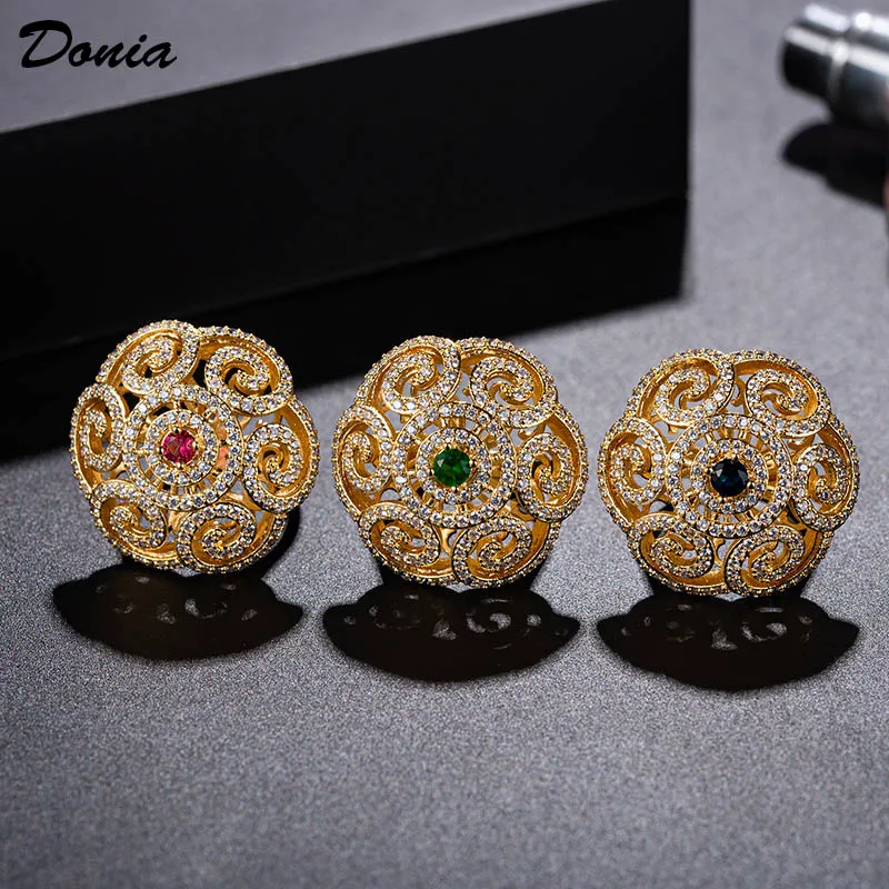 

Donia Jewelry European and American fashion flower micro inlaid AAA zircon earrings color pop party earrings