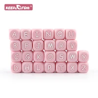diy silicone letter beads 12mm personalized name baby teether rodent chain toys 50pcs wholesale pink pba free baby alphabet bead