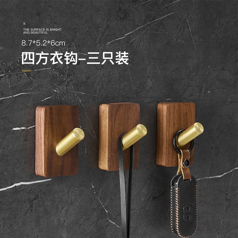 

Light Luxury Gold Coat Hook Hanger Creative Clothes Hook Wall Bathroom Door Hook Wood and Aluminum Wall Mounted hook