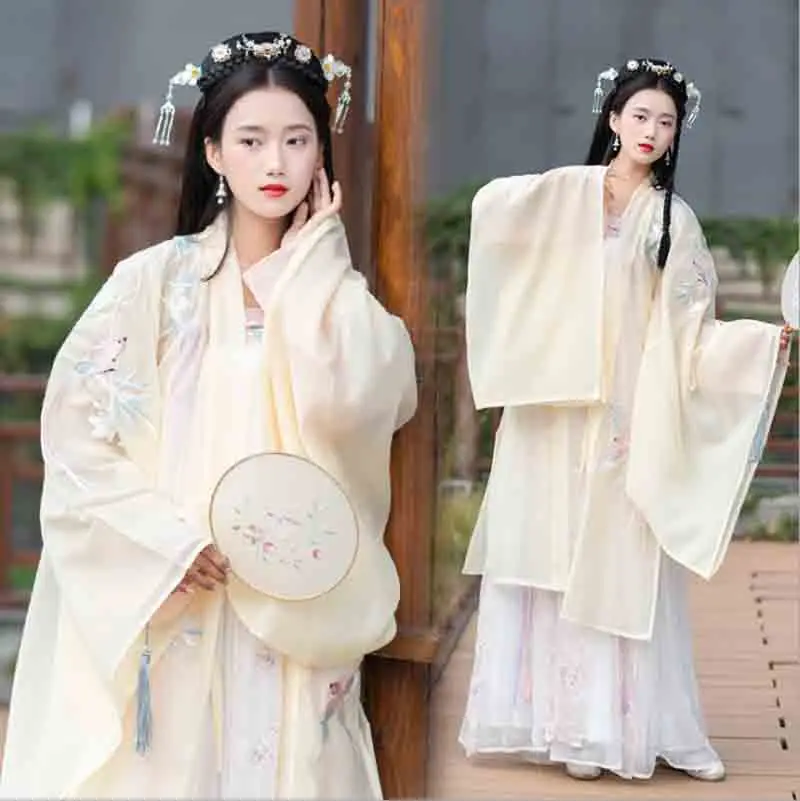 Женское пальто Hanfu Deluxe древнее китайское винтажное желтое нарядное платье