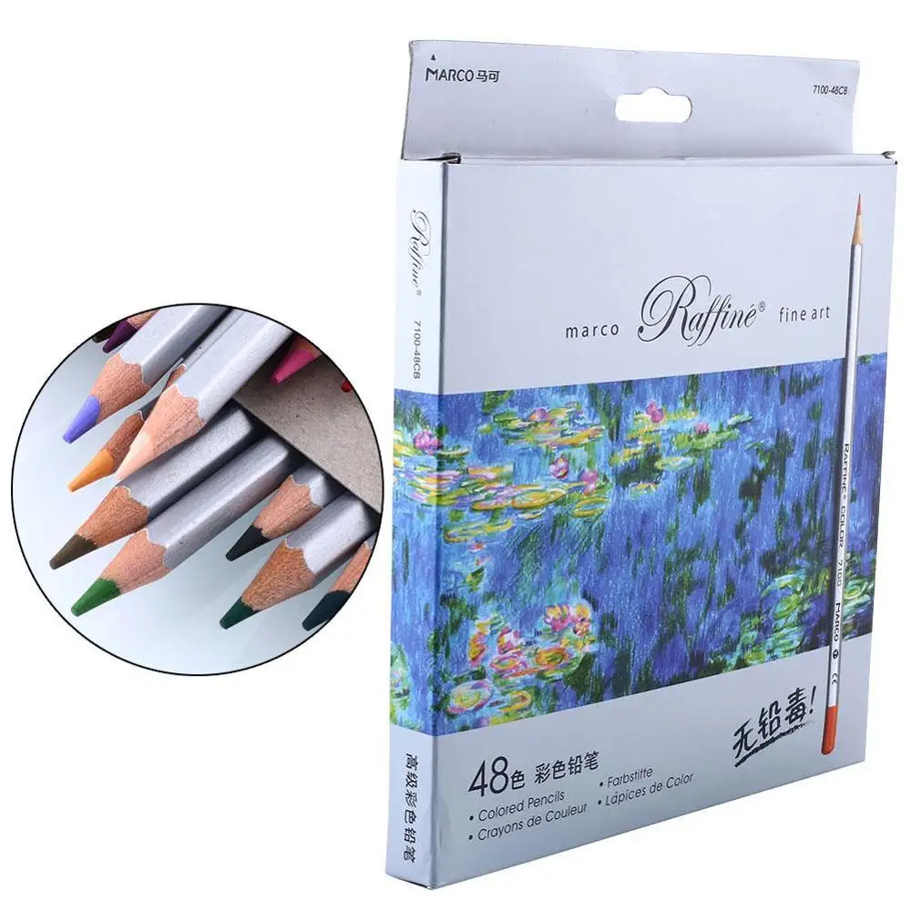 48 цветов Набор цветных карандашей Marco Raffine нетоксичный цветной карандаш - Фото №1