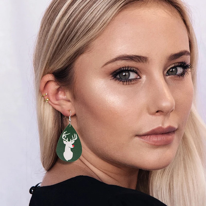 Серьги в рождественском стиле женские рождественские кожаные серьги с оленем