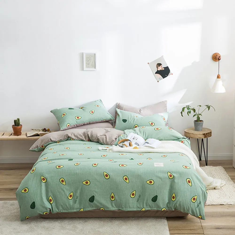 

Green Avocado Fruits Fresh Duvet Cover Set Microfiber Queen Size Bedding Set Bedlinens Flat Sheet Pillow Cases