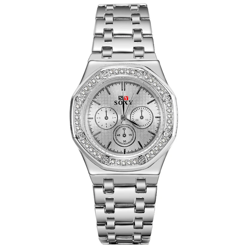 silvery Женские часы Geneva классические роскошные часы со стразами женские часы Женские Модные Бриллианты часы Momtre Femme - Цвет: silvery