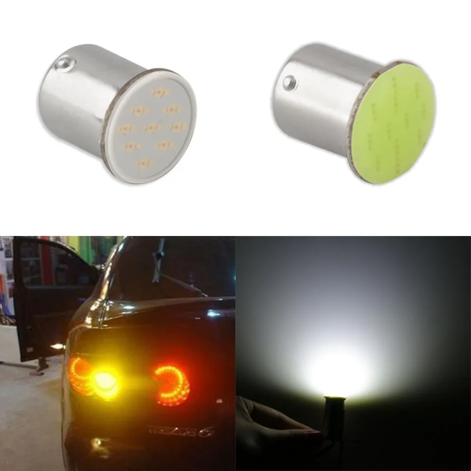 Светодиодсветодиодный Лампы Ba15s Cob P21w 12 SMD 1156 В 1 шт. светодиодные лампы для