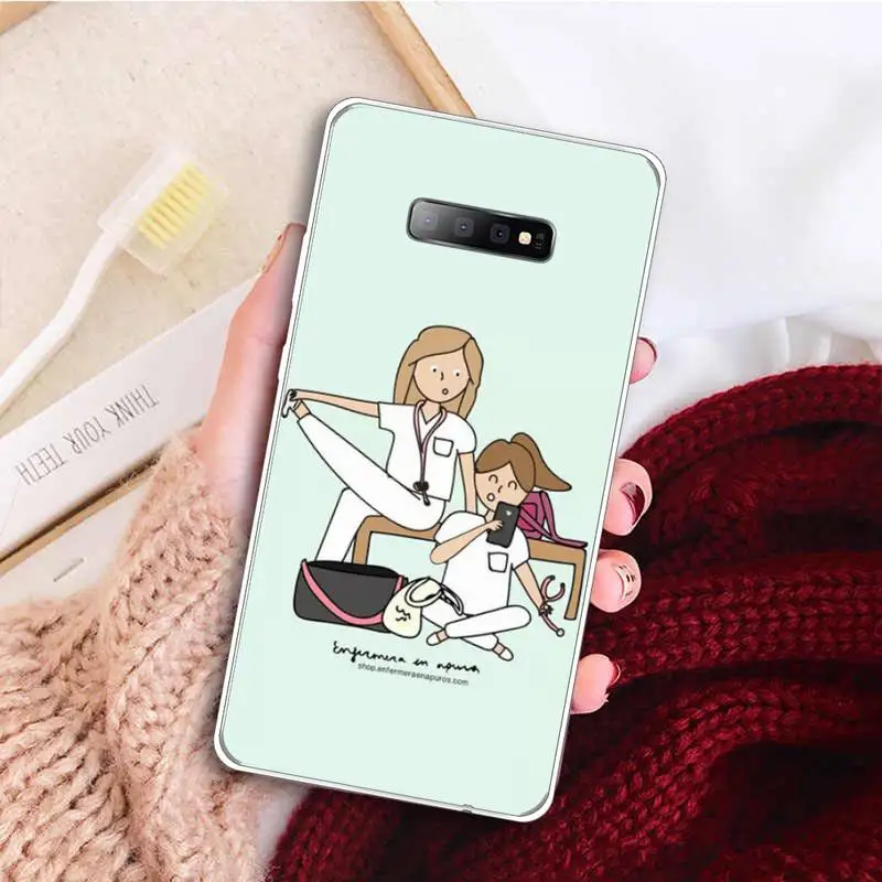 

Spain Cartoon Medicine Doctor Nurse fashion Phone Case Transparent For Samsung Galaxy A71 A21s S8 S9 S10 plus note 20 ultra