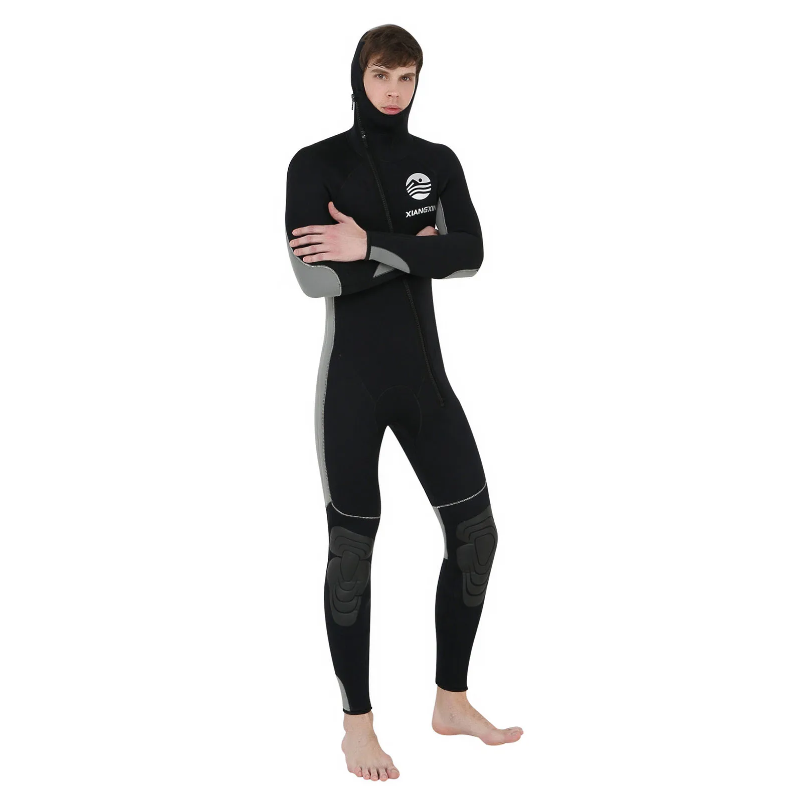 

Hooded Diving Wetsuits 5mm Anti-UV Full Length Scuba Diving Suit Surfing Spearfishing Swimming Long Sleeve Front Zip Rash Guard