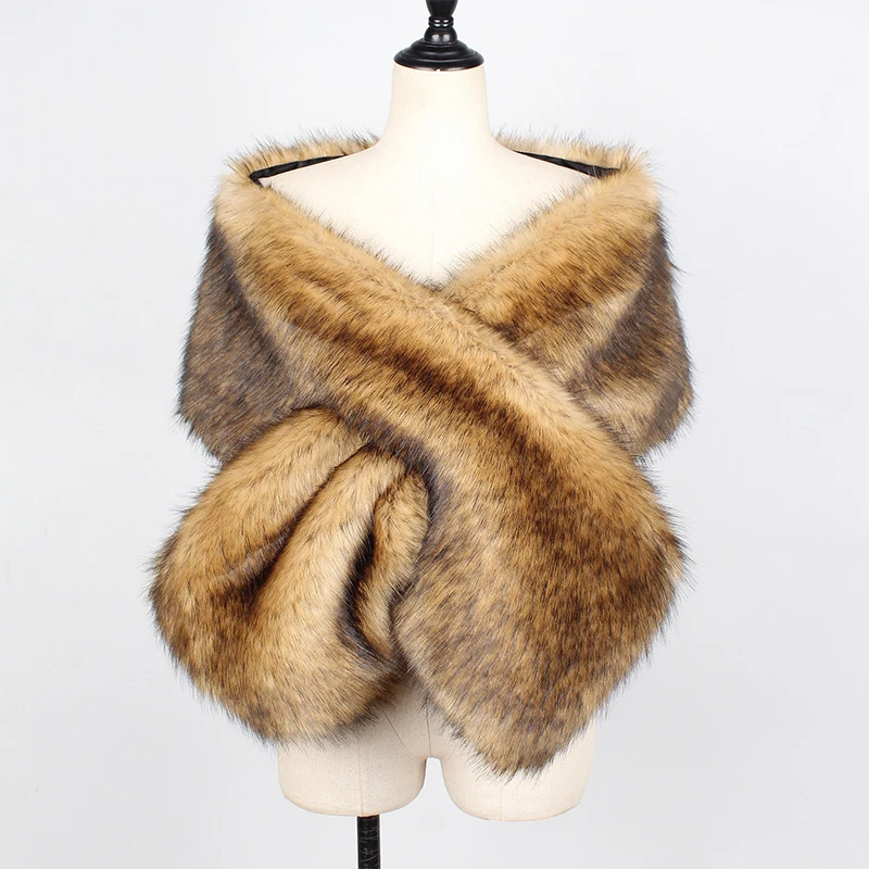 Женская шаль из искусственного меха теплый плюшевый шарф для свадебной