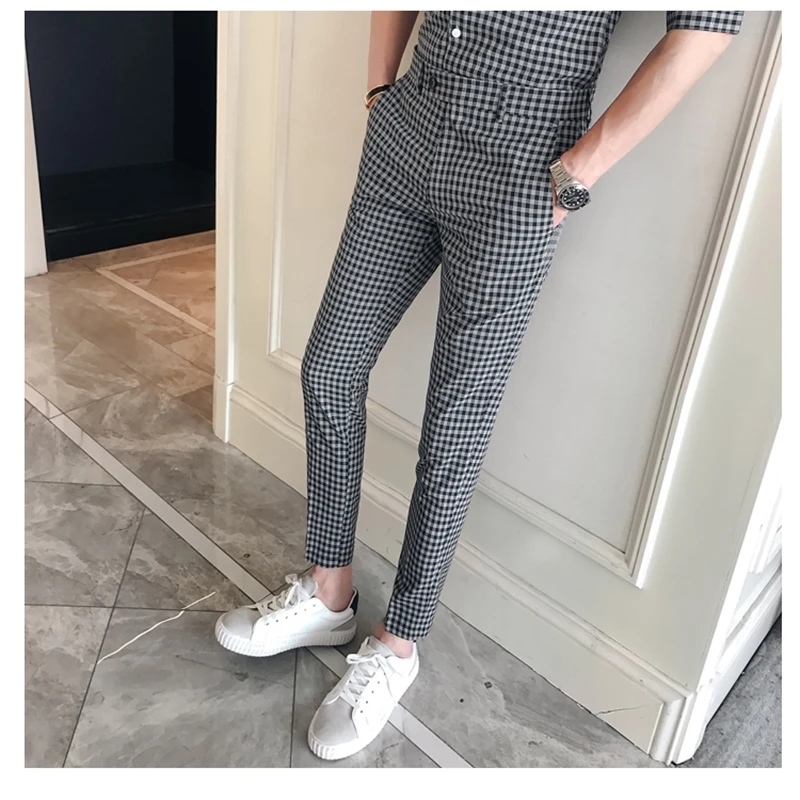 

check summer Swallow and slim fit for men, classic vintage