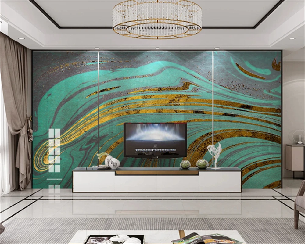 Beibehang пользовательские фото обои 3D оригинальные синие золотые воды зерна горы
